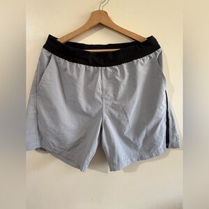 Vuori Light Gray Athletic Shorts with Black Waistband